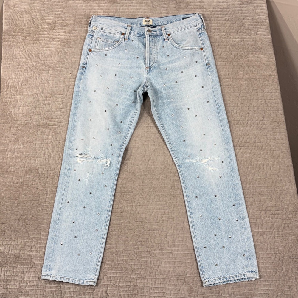 Citizens of Humanity Emerson Slim Boyfriend Studded Distressed Jeans 26 1503E797